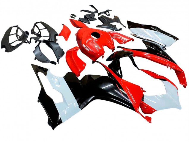 Ducati Panigale V2 Motorrad Verkleidung Kit 2020-2024 - Weiss Rot Glanzendes Schwarz