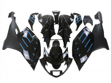 BMW K1200S Motorrad Verkleidung 2005-2010 - Glanzendes Schwarz Matt Schwarz Blau Linie