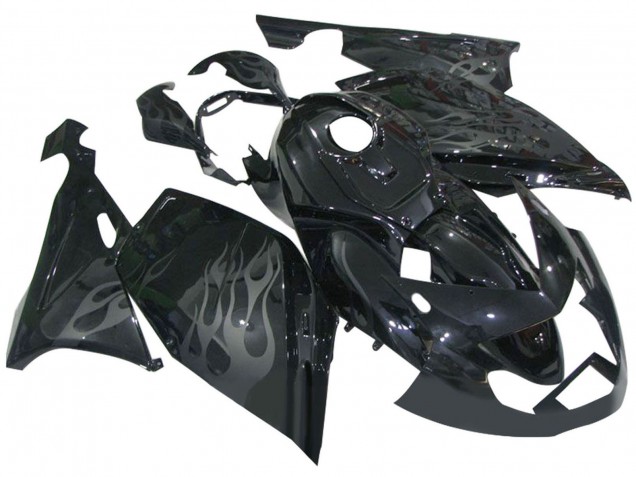 BMW K1200S Motorrad Verkleidung 2005-2010 - Glanzendes Schwarz Grau Flamme