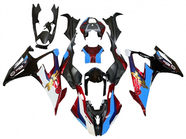 BMW S1000RR Motorrad Verkleidung 2019-2022 - Schwarz Rot Blau