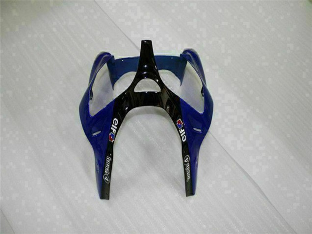 Kawasaki ZX6R Motorrad Verkleidung 2000-2002 - Blau Glanzendes Schwarz Elf Bridgestone