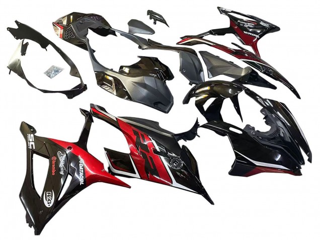 BMW S1000RR Motorrad Verkleidung 2019-2022 - Schwarz Dunkel rot