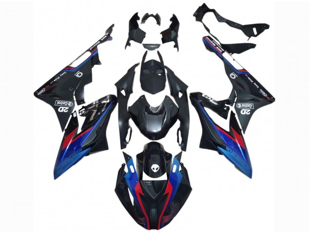 BMW S1000RR Motorrad Verkleidung 2017-2018 - Blau Rot Glanzendes Schwarz Castrol