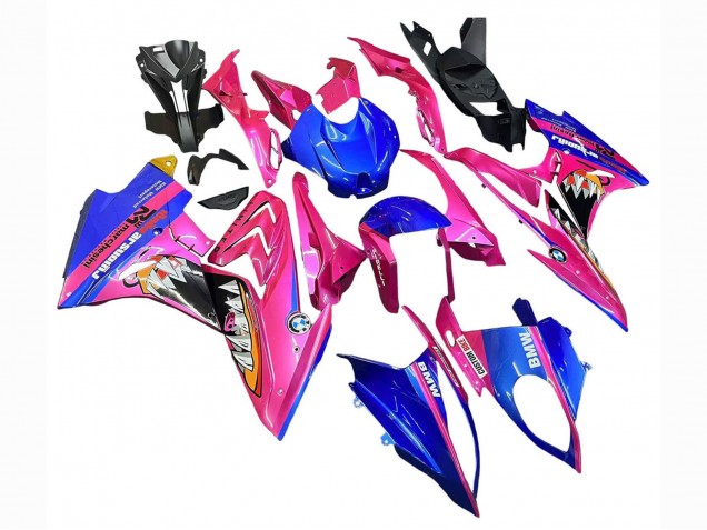 BMW S1000RR Motorrad Verkleidung 2017-2018 - Rosa Blau Gelb Hai
