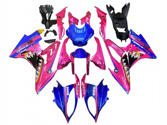 BMW S1000RR Motorrad Verkleidung 2017-2018 - Rosa Blau Gelb Hai