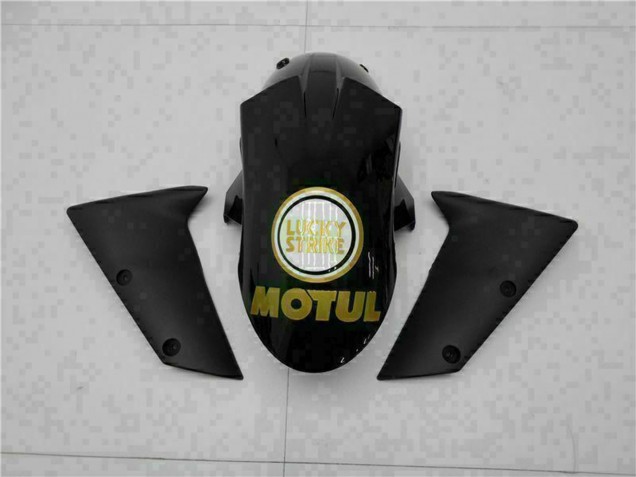 Kawasaki ZX6R Motorrad Verkleidung 2005-2006 - Glanzendes Schwarz Weiss Gold Lucky Strike