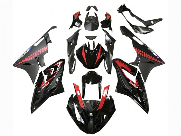 BMW S1000RR Motorrad Verkleidung 2015-2016 - Rot Glanzendes Schwarz Matt Schwarz
