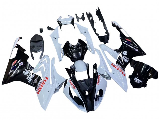 BMW S1000RR Motorrad Verkleidung 2015-2016 - Weiss Glanzendes Schwarz Fiamm