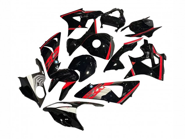 BMW S1000RR Motorrad Verkleidung 2009-2014 - Rot Glanzendes Schwarz