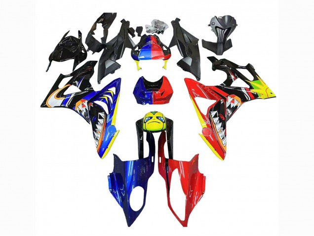 BMW S1000RR Motorrad Verkleidung 2009-2014 - Rot Blau Gelb Hai