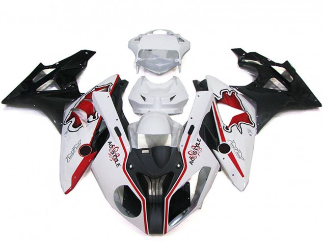 BMW S1000RR Motorrad Verkleidung 2009-2014 - Weiss Rot Glanzendes Schwarz