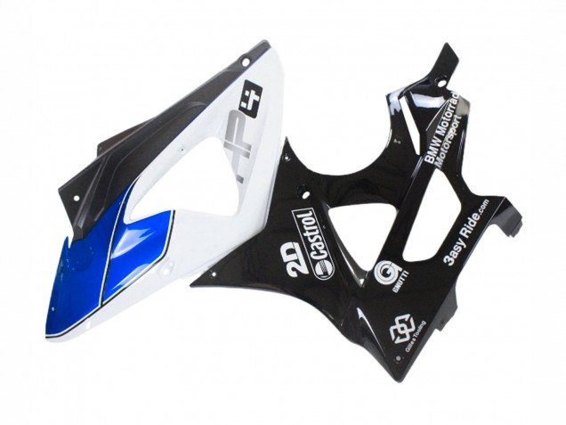 BMW S1000RR Motorrad Verkleidung 2009-2014 - Weiss Blau Glanzendes Schwarz Castrol