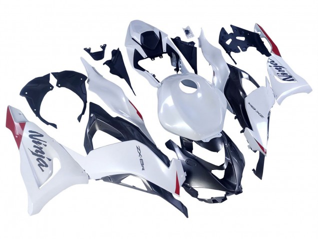 Kawasaki ZX6R Motorrad Verkleidung 2023-2025 - Perl Weiss Schwarz Rot