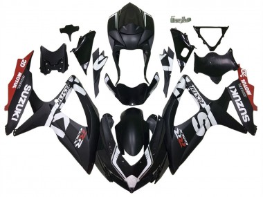 Suzuki GSXR 600 / GSXR 750 Motorrad Verkleidung 2008-2010 - Matt Schwarz Rot Weiss