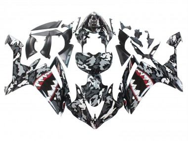 Yamaha YZF 1000 R1 Motorrad Verkleidung 2007-2008 - Grau Weiss Camouflage Hai
