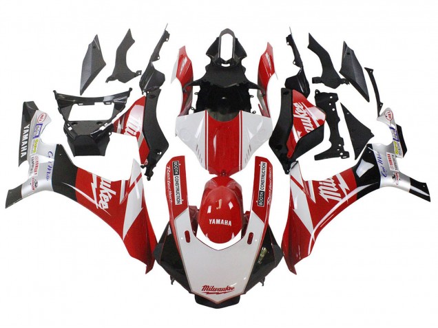 Yamaha YZF 1000 R1 Motorrad Verkleidung 2020-2025 - Weiss Rot Schwarz Milwaukee