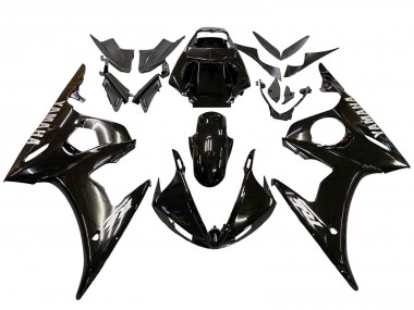 Yamaha YZF R6S Motorrad Verkleidung 2006-2009 - Glanzendes Schwarz Weiss Aufkleber