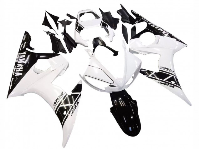Yamaha YZF R6S Motorrad Verkleidung 2006-2009 - Weiss Glanzendes Schwarz