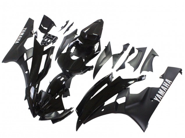 Yamaha YZF 600 R6 Motorrad Verkleidung 2006-2007 - Glanzendes Schwarz Matt Schwarz