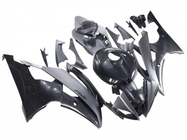 Yamaha YZF 600 R6 Motorrad Verkleidung 2008-2016 - Grau Schwarz Carbonfaser Stil