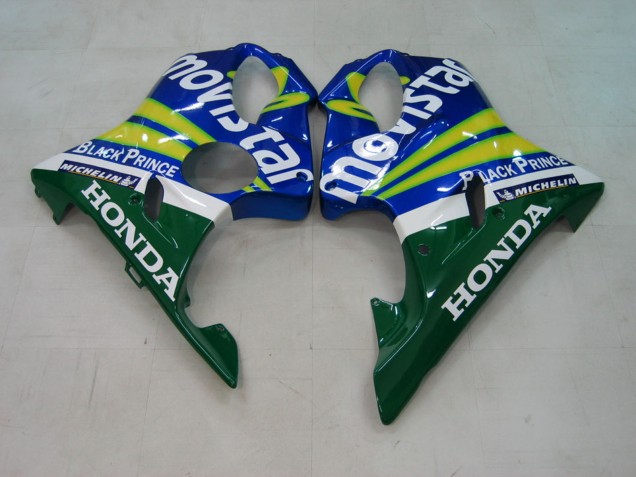 Honda CBR600 F4i Motorrad Verkleidung 2004-2007 - Blau Gelb Grun MoviStar