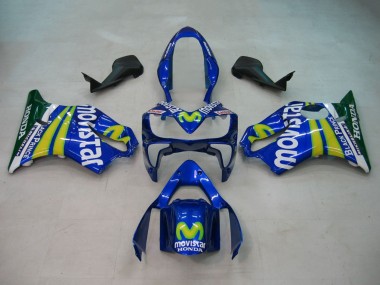 Honda CBR600 F4i Motorrad Verkleidung 2004-2007 - Blau Gelb Grun MoviStar