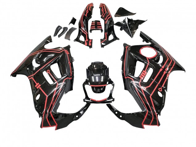 Honda CBR600 F3 Motorrad Verkleidung Kit 1997-1998 - Rot Glanzendes Schwarz