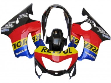 Honda CBR600 F4 Motorrad Verkleidung 1999-2000 - Rot Gelb Blau Glanzendes Schwarz Repsol