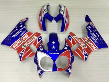 Honda CBR900RR 893 Motorrad Verkleidung 1992-1993 - Weiss Rot Blau Stern Castrol