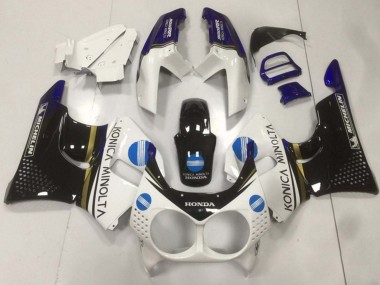 Honda CBR900RR 893 Motorrad Verkleidung 1992-1993 - Weiss Blau Glanzendes Schwarz Konica Minolta