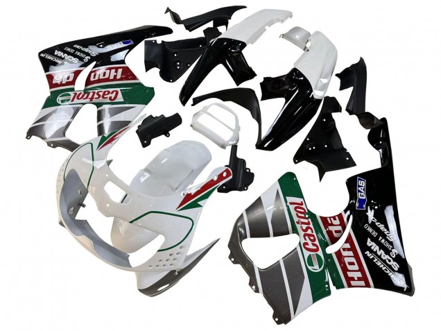 Honda CBR900RR 893 Motorrad Verkleidung 1996-1997 - Weiss Grun Grau Glanzendes Schwarz Castrol