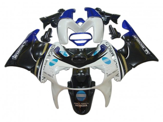 Honda CBR900RR 919 Motorrad Verkleidung 1998-1999 - Weiss Blau Glanzendes Schwarz Konica Minolta