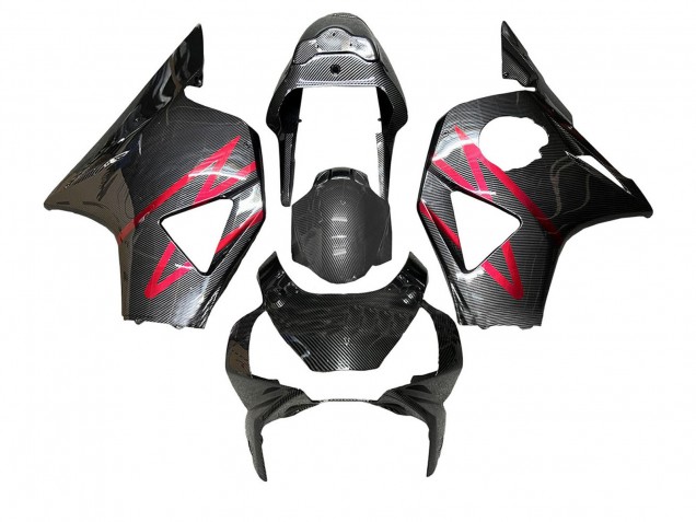 Honda CBR900RR 954 Motorrad Verkleidung 2002-2003 - Schwarze Kohlefaser Rot Streifen