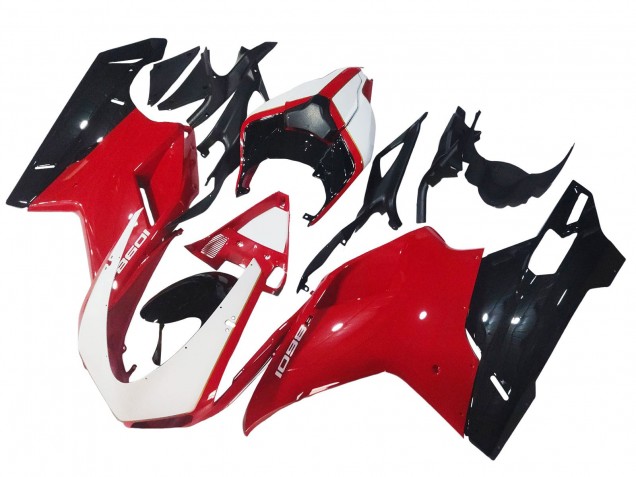 Ducati 1098 Motorrad Verkleidung 2007-2014 - Weiss Rot Glanzendes Schwarz