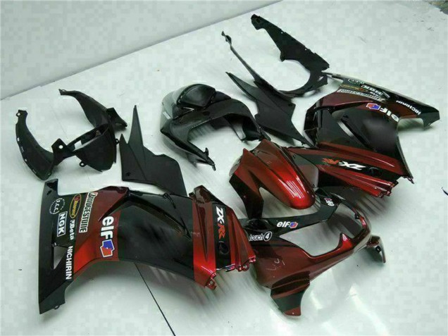 Kawasaki EX250 Motorrad Verkleidung 2008-2012 - Glanzendes Schwarz Kastanienbraun Rot