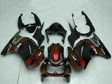 Kawasaki EX250 Motorrad Verkleidung 2008-2012 - Glanzendes Schwarz Kastanienbraun Rot