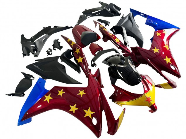 Honda CBR500R Motorrad Verkleidung 2013-2015 - Rot Blau Gelb Stern