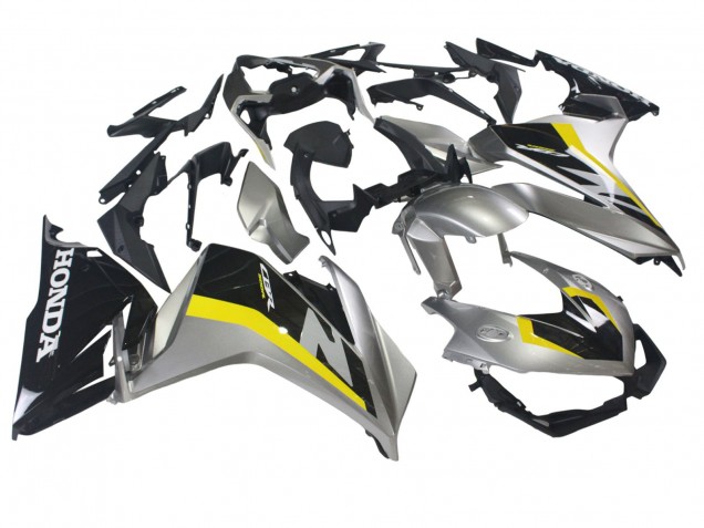 Honda CBR500R Motorrad Verkleidung 2022-2023 - Silber Gelb Glanzendes Schwarz