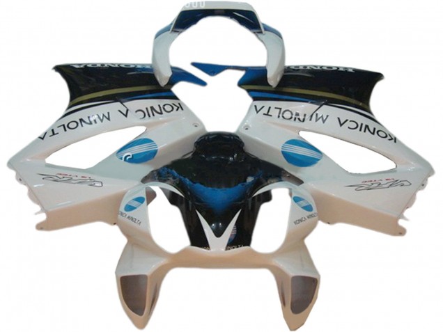 Honda VFR 800 Motorrad Verkleidung 2002-2013 - Weiss Blau Schwarz Konica Minolta