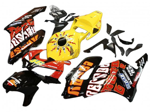 Honda CBR1000RR Motorrad Verkleidung 2004-2005 - Gelb Orange Glanzendes Schwarz Repsol Rossi 46