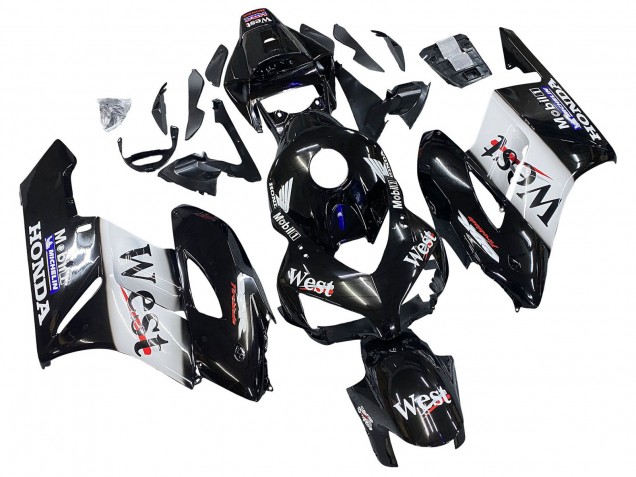 Honda CBR1000RR Motorrad Verkleidung 2004-2005 - Glanzendes Schwarz Weiss West