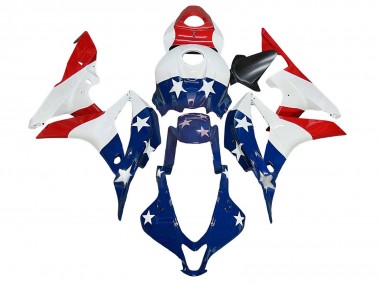 Honda CBR600RR Motorrad Verkleidung 2007-2008 - Weiss Blau Rot Stern