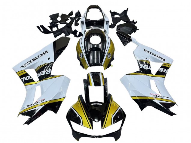 Honda CBR600RR Motorrad Verkleidung 2013-2023 - Weiss Gold Glanzendes Schwarz Repsol