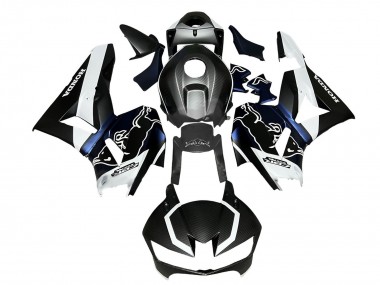 Honda CBR600RR Motorrad Verkleidung 2013-2023 - Schwarzer Carbonfaser Stil Weiss blau Red Bull
