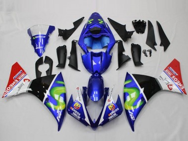 Yamaha YZF R1 Motorrad Verkleidung 2012-2014 - Blau Weiss Rot Glanzendes Schwarz Grun ENEOS Yamalube