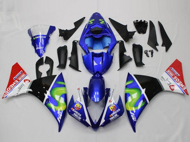 Yamaha YZF R1 Motorrad Verkleidung 2012-2014 - Blau Weiss Rot Glanzendes Schwarz Grun ENEOS Yamalube