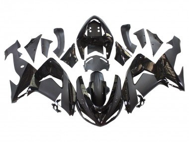 Kawasaki ZX10R Motorrad Verkleidung 2006-2007 - Matt Schwarz Glanzendes Schwarz
