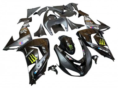 Kawasaki ZX10R Motorrad Verkleidung 2006-2007 - Grau Gelb Glanzendes Schwarz Monster Elf