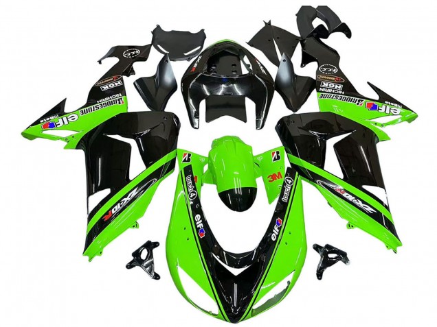 Kawasaki ZX10R Motorrad Verkleidung 2006-2007 - Grun Schwarz Elf Touch4 3M
