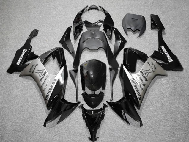 Kawasaki ZX10R Motorrad Verkleidung 2006-2007 - Matt Schwarz Grau Motul